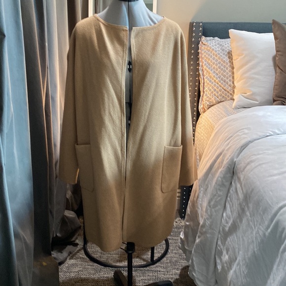 J. Crew 365 Juliette Collarless Wool Open Front Sweater Blazer Khaki Size Small - Picture 2 of 10